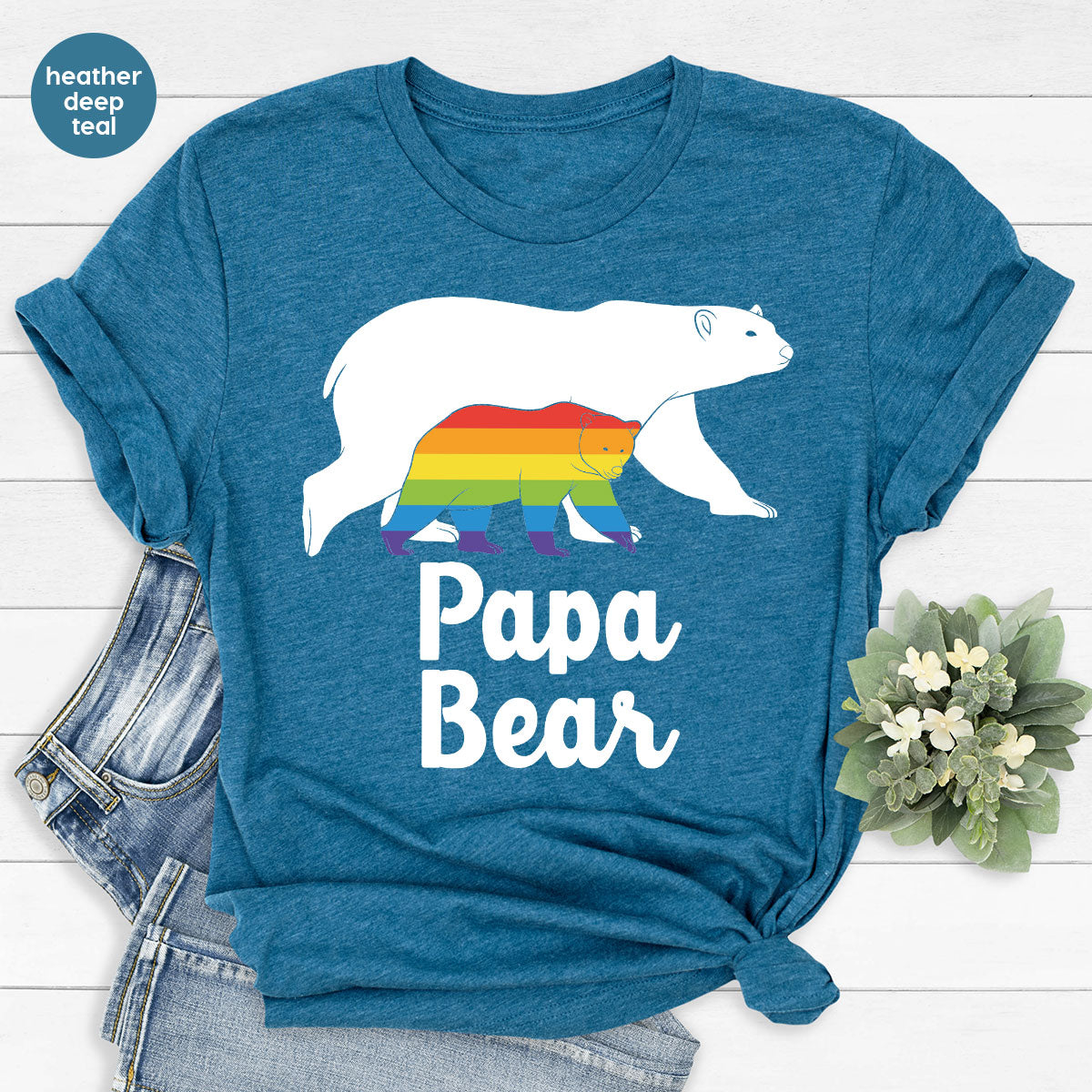 Papa Bear Shirt Papa Bear T Shirt LGBT Shirt Rainbow Bear Tee