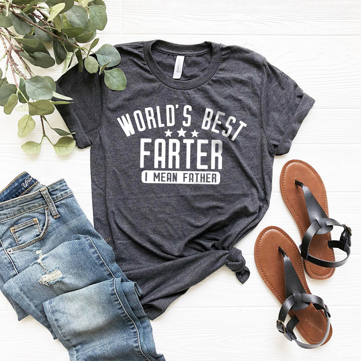 Father Humor Shirt, Farter Father Tee, World's Best Farter I Mean Fath –