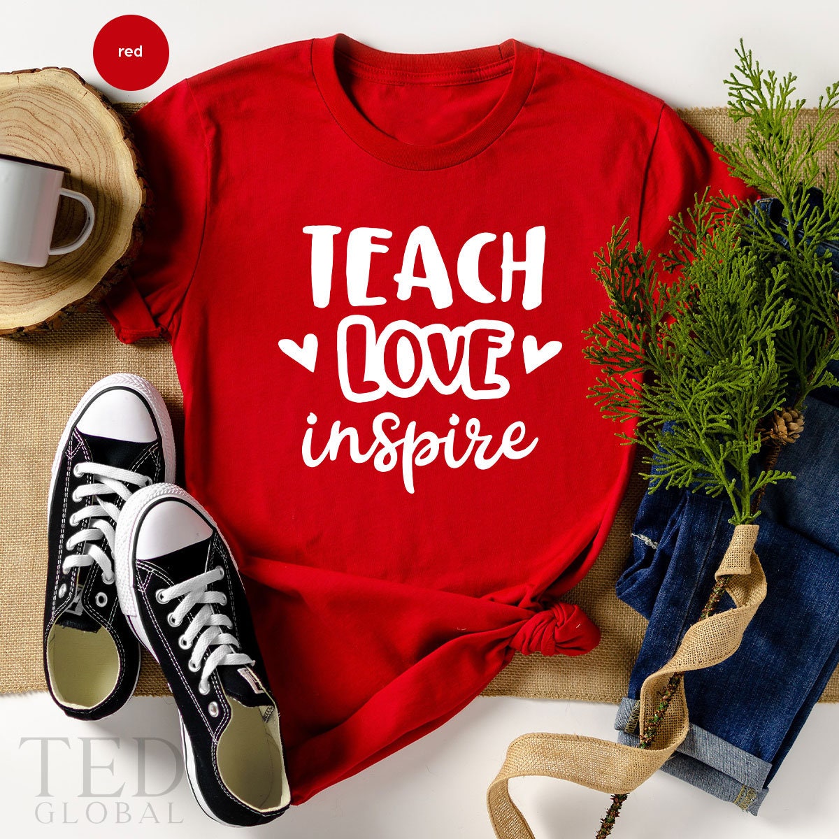 Teach Love Inspire straw topper teacher school
