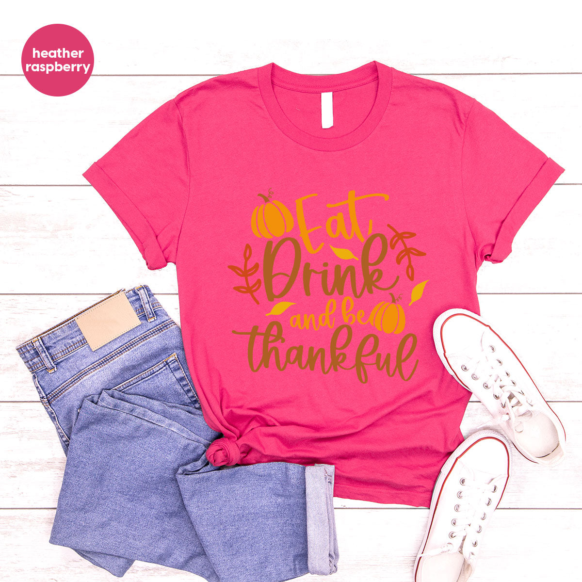 Cute Pumpkin T-Shirt, Fall Graphic Tees, Thankful Gifts, Thanksgiving Outfits, Autumn Crewneck Sweatshirt, Fall Leaves Vneck Shirt