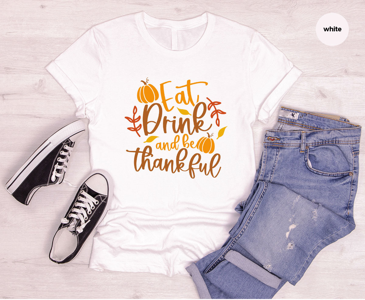 Cute Pumpkin T-Shirt, Fall Graphic Tees, Thankful Gifts, Thanksgiving Outfits, Autumn Crewneck Sweatshirt, Fall Leaves Vneck Shirt