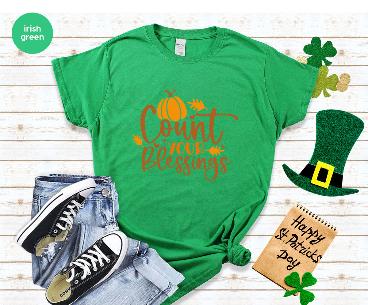 Cute Fall Outfit, Pumpkin Shirts, Gift for Her, Thanksgiving Clothing, Autumn Crewneck Sweatshirt, Blessed Vneck Tshirt, Leaves Graphic Tees