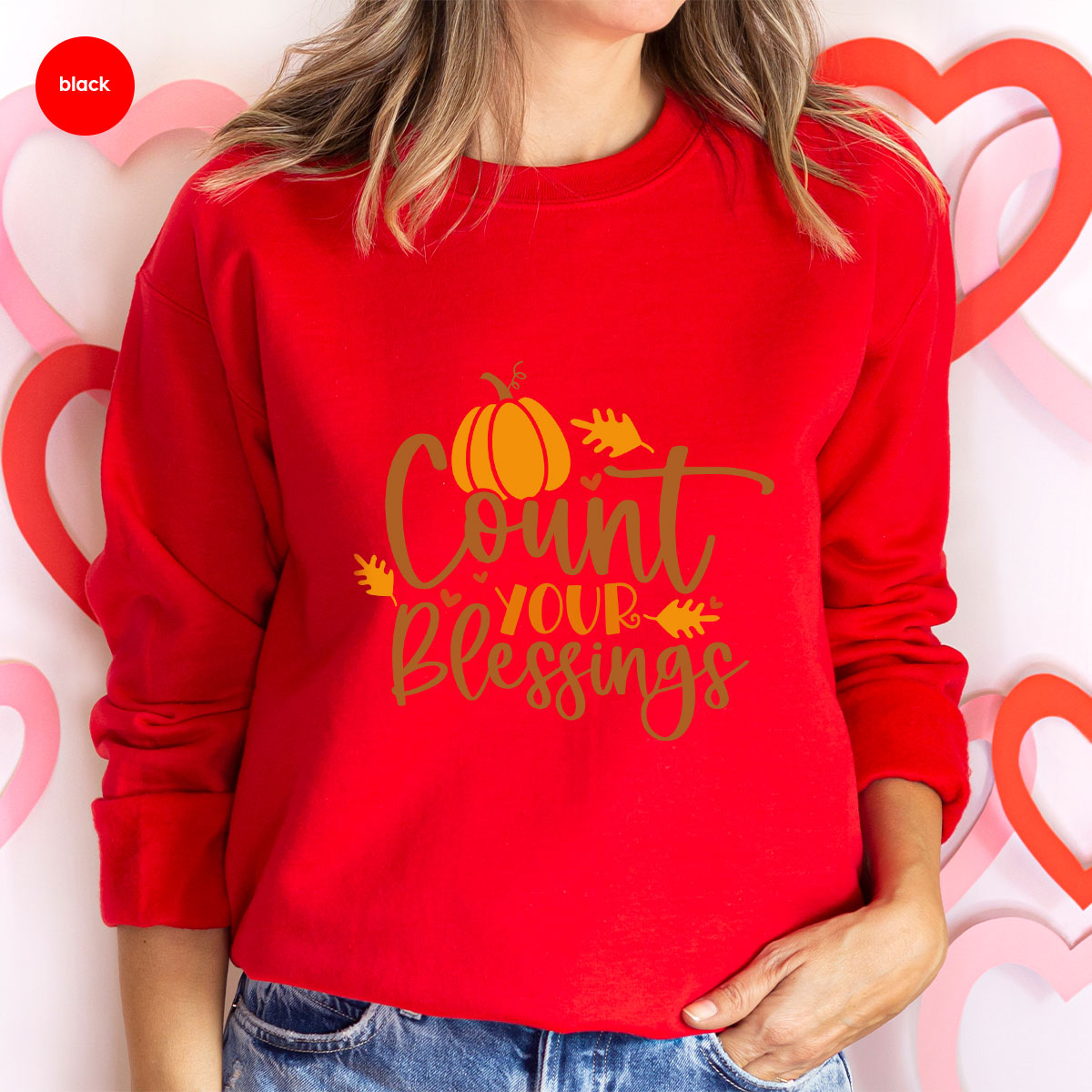 Cute Fall Outfit, Pumpkin Shirts, Gift for Her, Thanksgiving Clothing, Autumn Crewneck Sweatshirt, Blessed Vneck Tshirt, Leaves Graphic Tees