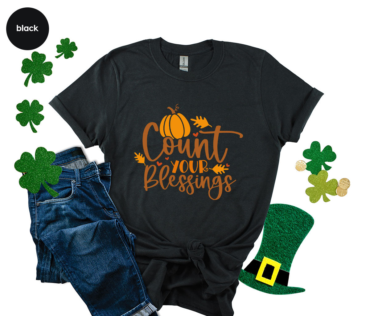 Cute Fall Outfit, Pumpkin Shirts, Gift for Her, Thanksgiving Clothing, Autumn Crewneck Sweatshirt, Blessed Vneck Tshirt, Leaves Graphic Tees