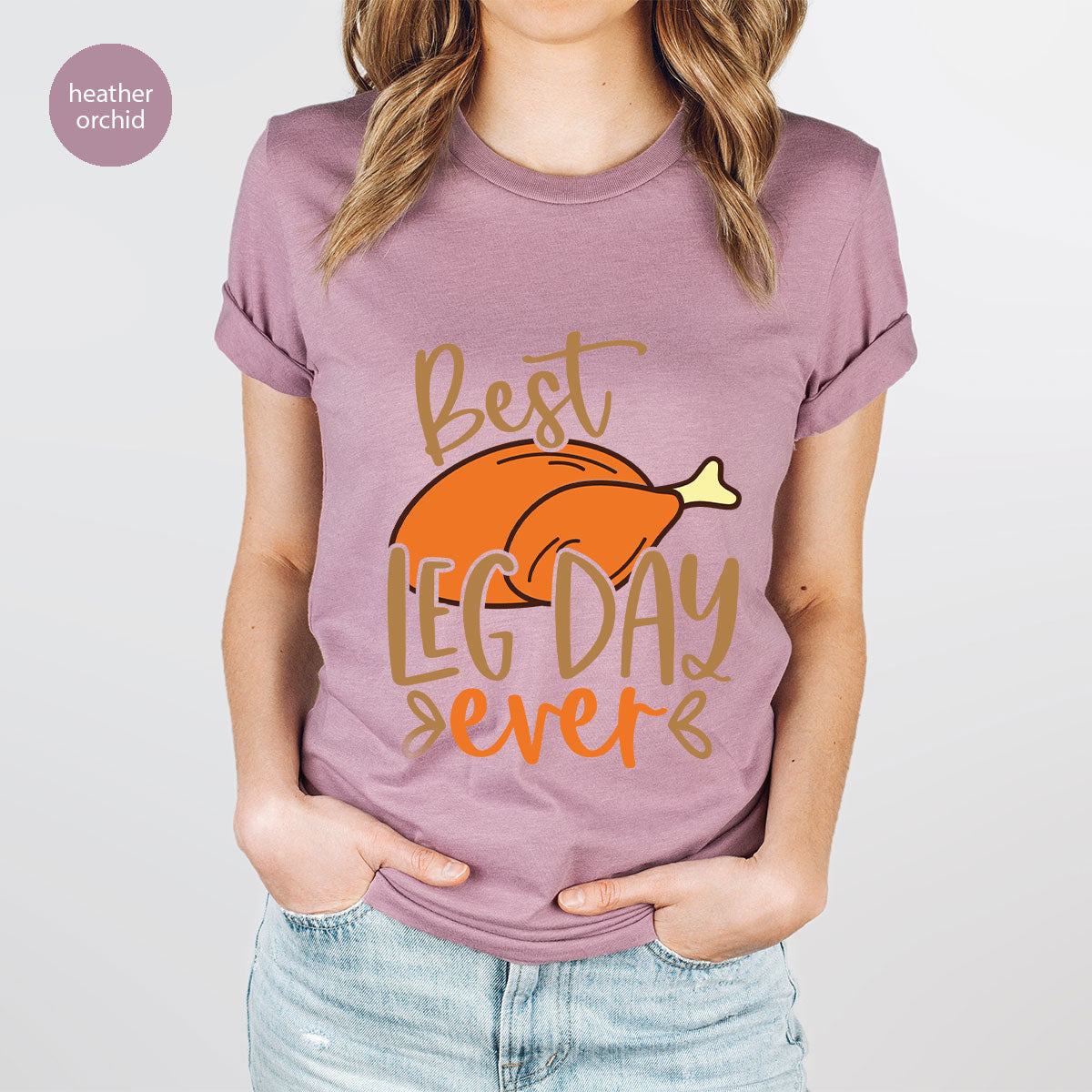 Funny Thanksgiving Shirts, Turkey Graphic Tees, Fall Crewneck Sweatshirt, Autumn Outfit, Matching Family TShirts, Best Leg Day Ever T-Shirt