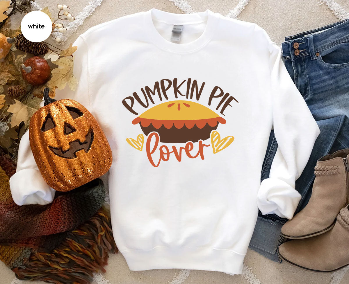 Kids Thanksgiving Shirts, Pumpkin Pie Graphic Tees, Gift for Her, Fall Crewneck Sweatshirt, Cute Toddler Clothes, Autumn Vneck T-Shirt