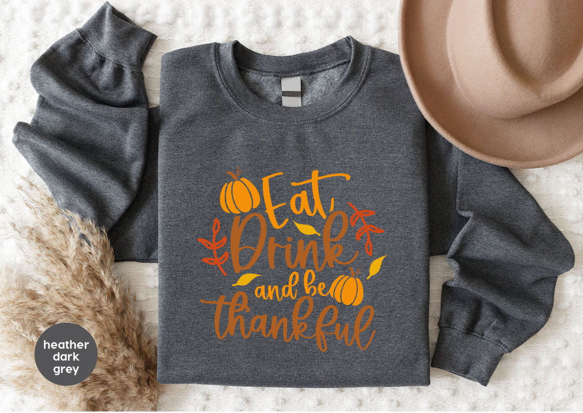 Cute Pumpkin T-Shirt, Fall Graphic Tees, Thankful Gifts, Thanksgiving Outfits, Autumn Crewneck Sweatshirt, Fall Leaves Vneck Shirt