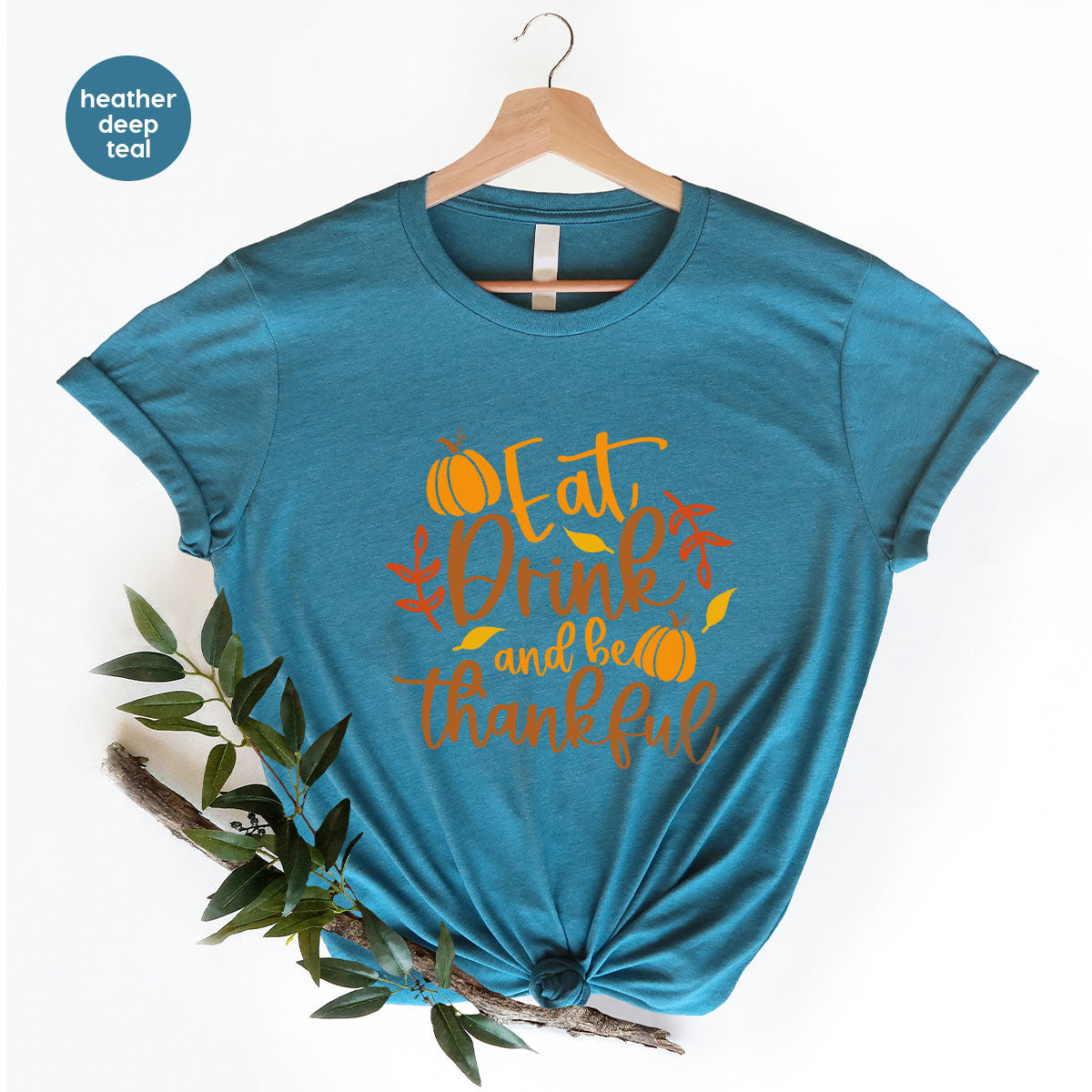 Cute Pumpkin T-Shirt, Fall Graphic Tees, Thankful Gifts, Thanksgiving Outfits, Autumn Crewneck Sweatshirt, Fall Leaves Vneck Shirt