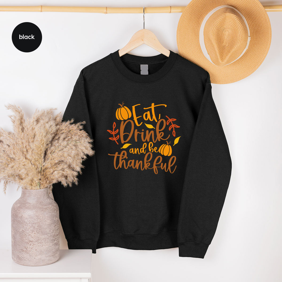 Cute Pumpkin T-Shirt, Fall Graphic Tees, Thankful Gifts, Thanksgiving Outfits, Autumn Crewneck Sweatshirt, Fall Leaves Vneck Shirt