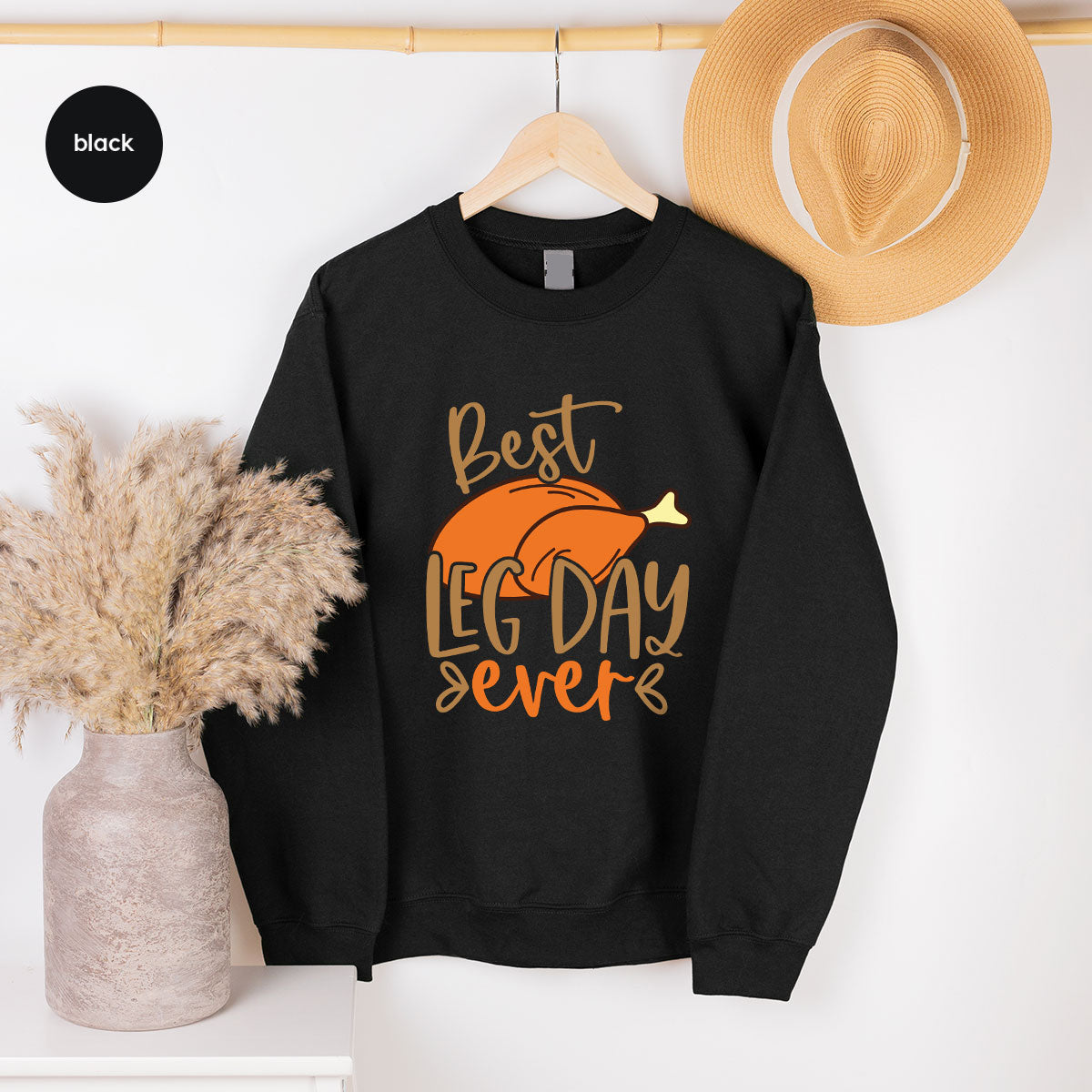 Funny Thanksgiving Shirts, Turkey Graphic Tees, Fall Crewneck Sweatshirt, Autumn Outfit, Matching Family TShirts, Best Leg Day Ever T-Shirt