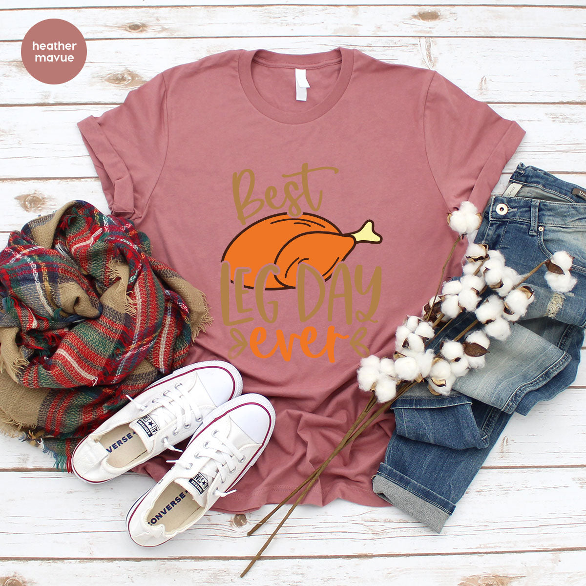 Funny Thanksgiving Shirts, Turkey Graphic Tees, Fall Crewneck Sweatshirt, Autumn Outfit, Matching Family TShirts, Best Leg Day Ever T-Shirt