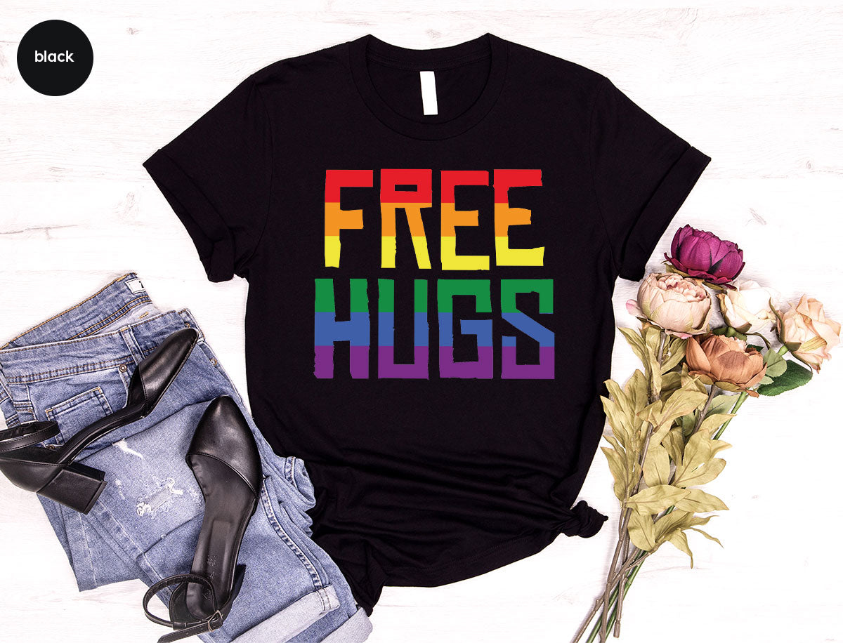 Cute LGBT Shirt, Free Hugs T-Shirt, Lovely Pride T-Shirt for LGBT