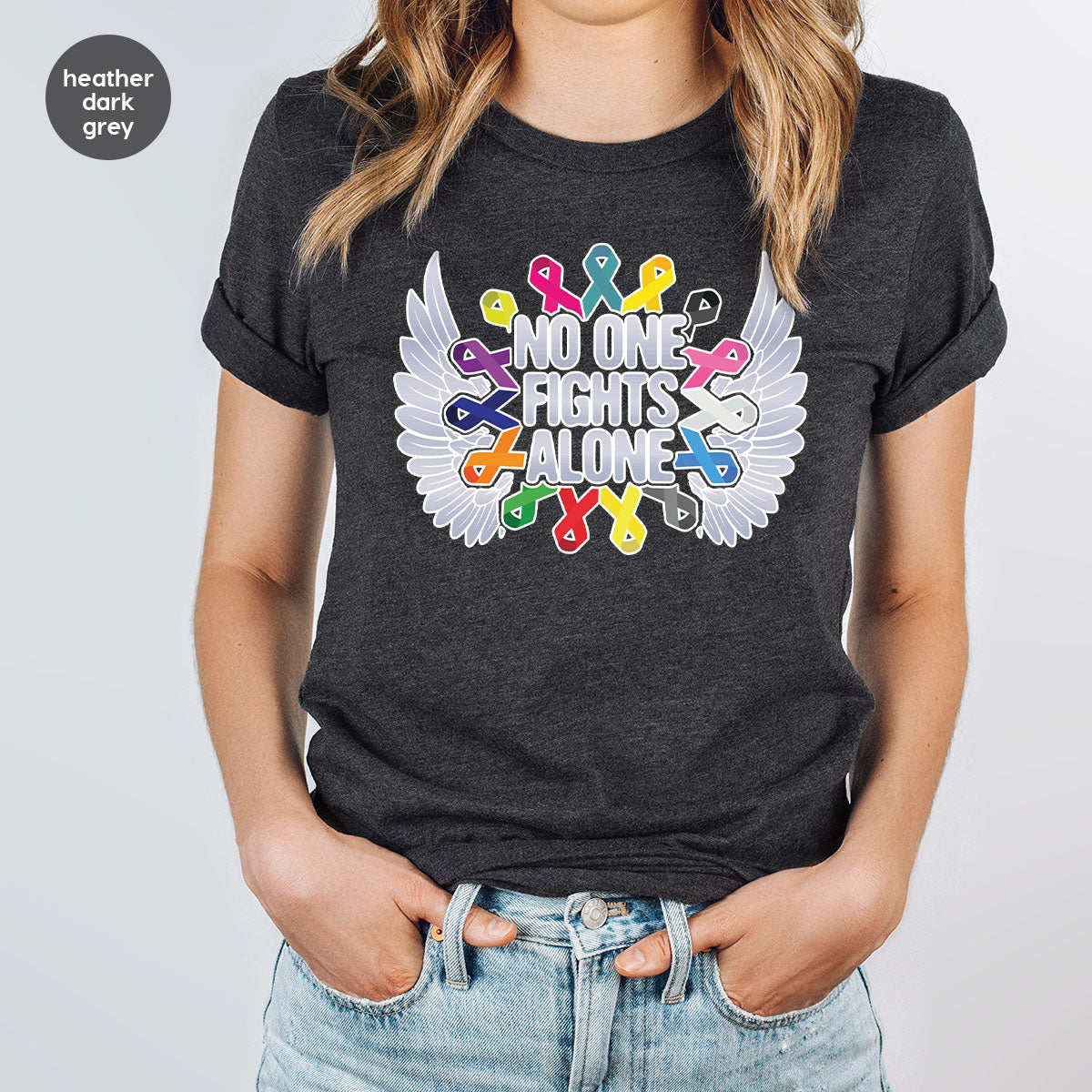 No One Fights Alone Shirt, Cancer Fighter T-Shirt, Cancer Warrior Tee