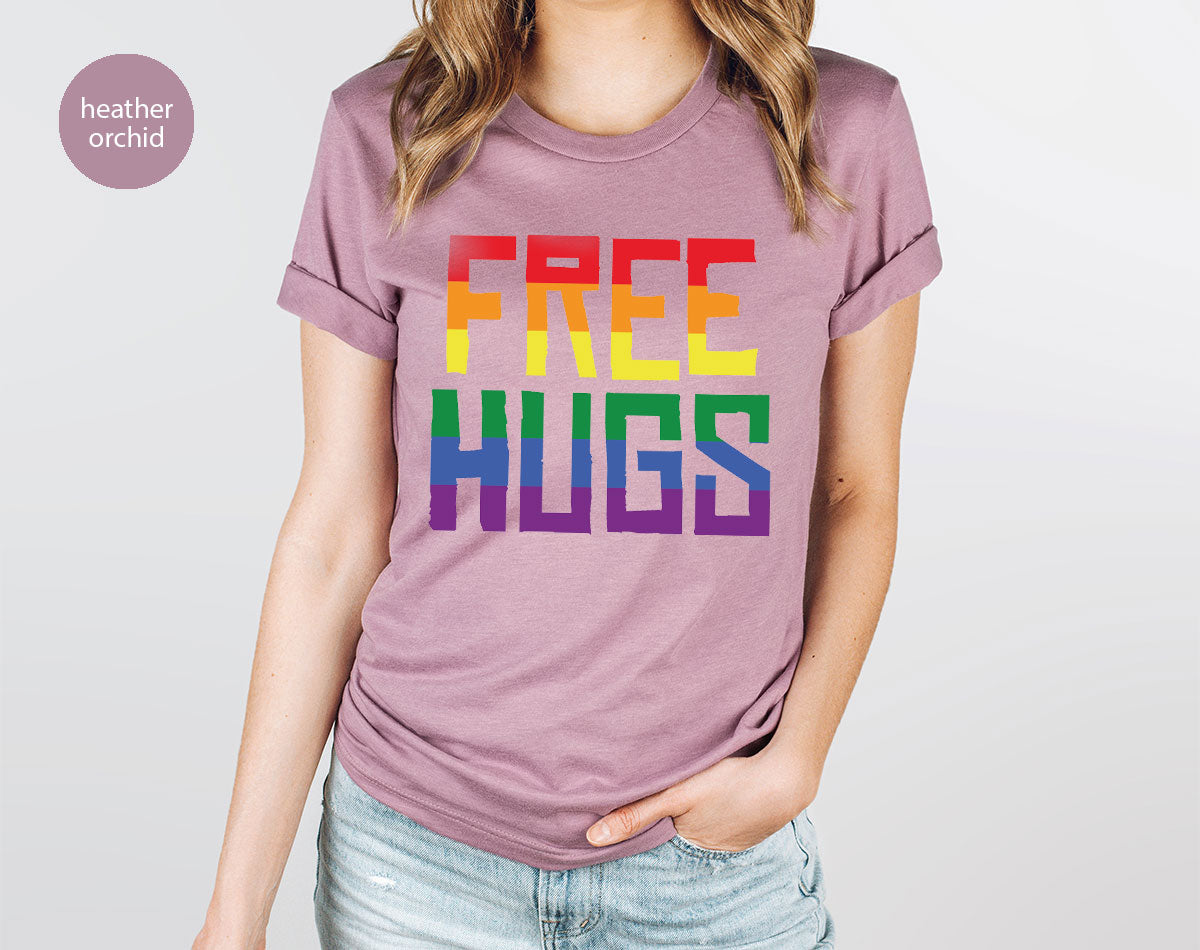 Cute LGBT Shirt, Free Hugs T-Shirt, Lovely Pride T-Shirt for LGBT