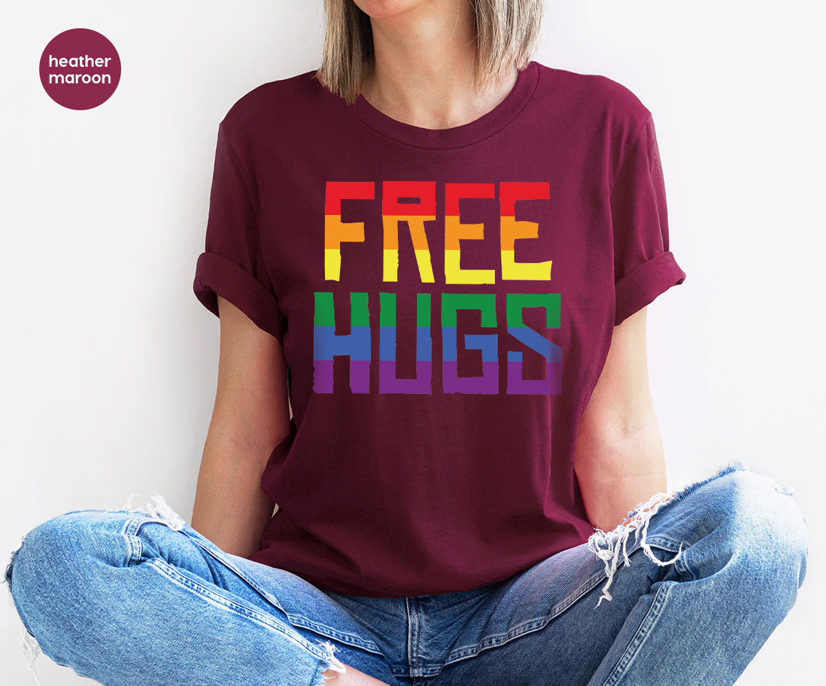 Cute LGBT Shirt, Free Hugs T-Shirt, Lovely Pride T-Shirt for LGBT