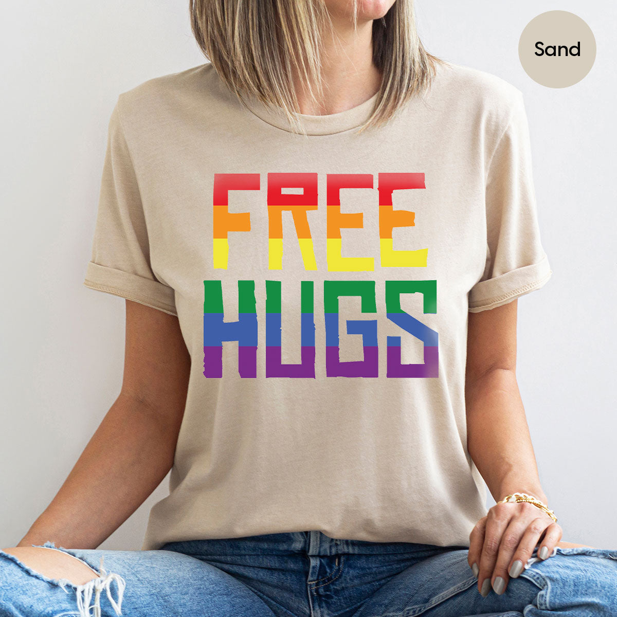 Cute LGBT Shirt, Free Hugs T-Shirt, Lovely Pride T-Shirt for LGBT