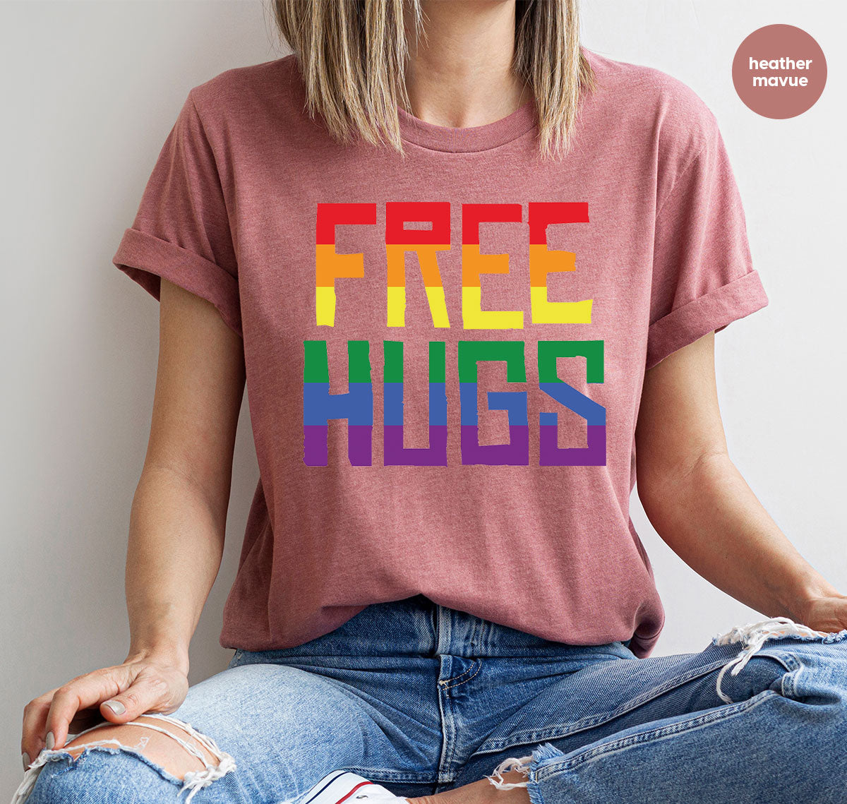 Cute LGBT Shirt, Free Hugs T-Shirt, Lovely Pride T-Shirt for LGBT