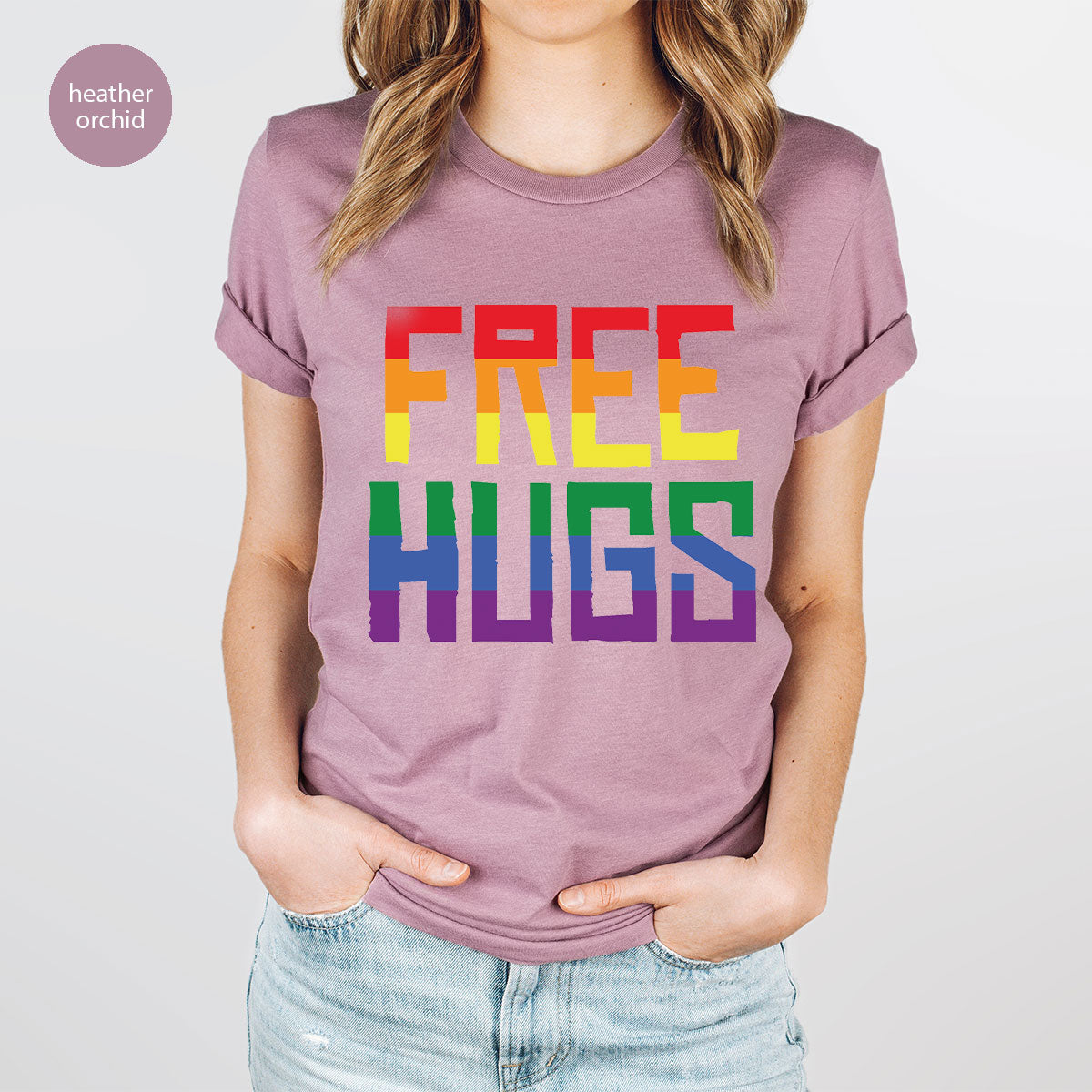 Cute LGBT Shirt, Free Hugs T-Shirt, Lovely Pride T-Shirt for LGBT