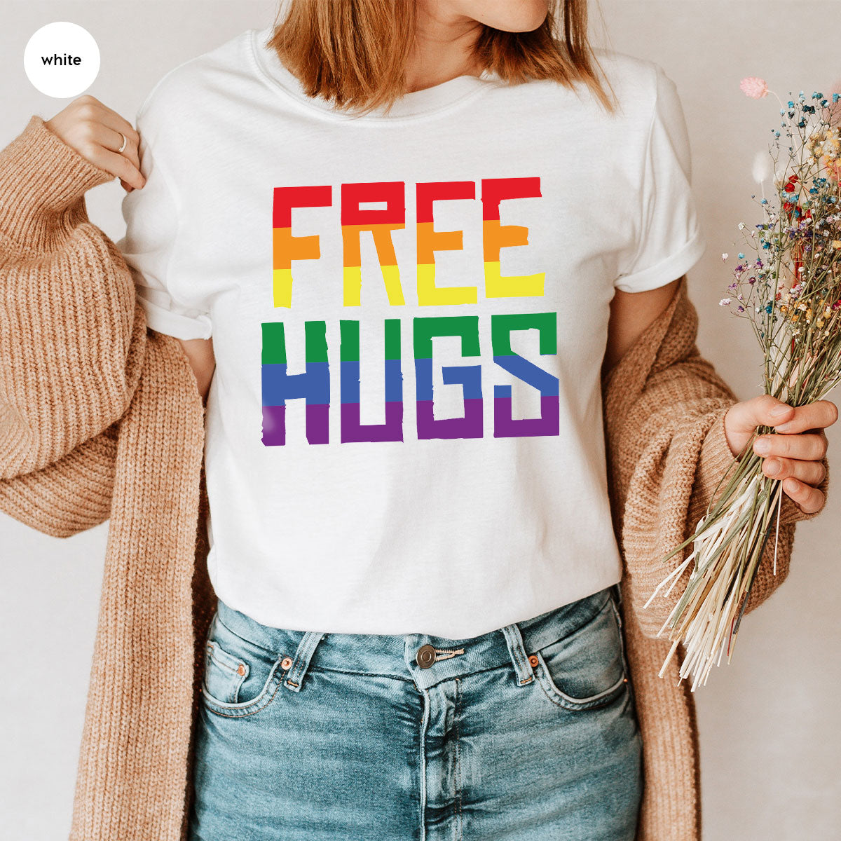 Cute LGBT Shirt, Free Hugs T-Shirt, Lovely Pride T-Shirt for LGBT