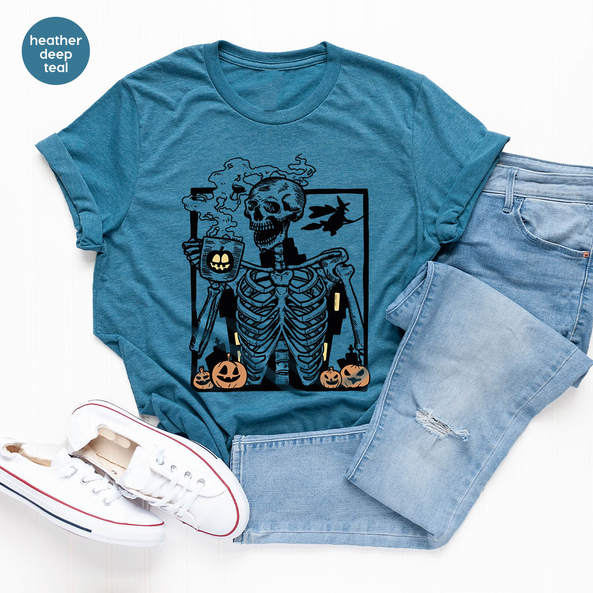 Halloween Skeleton Shirt, Creepy Halloween Tee, Funny Skeleton T-Shirt, Gift for Halloween