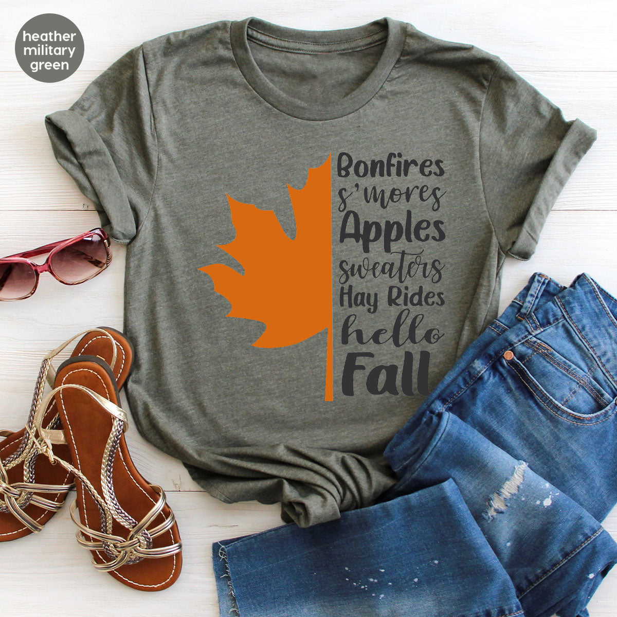 Fall Leaf T-Shirt, 2022 Fall Season Long Sleeve Shirt, Fall Short Sleeve Shirt, Fall Leaf Design