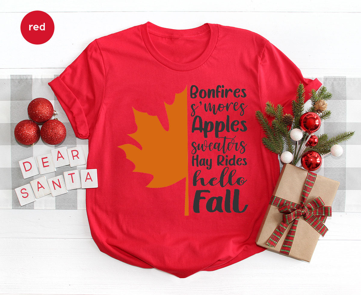 Fall Leaf T-Shirt, 2022 Fall Season Long Sleeve Shirt, Fall Short Sleeve Shirt, Fall Leaf Design