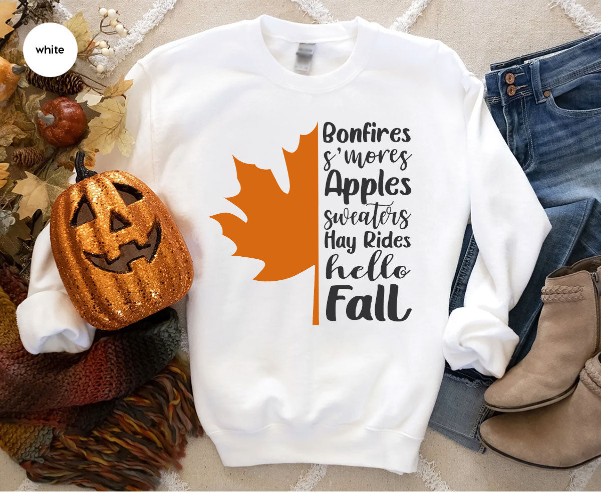 Fall Leaf T-Shirt, 2022 Fall Season Long Sleeve Shirt, Fall Short Sleeve Shirt, Fall Leaf Design