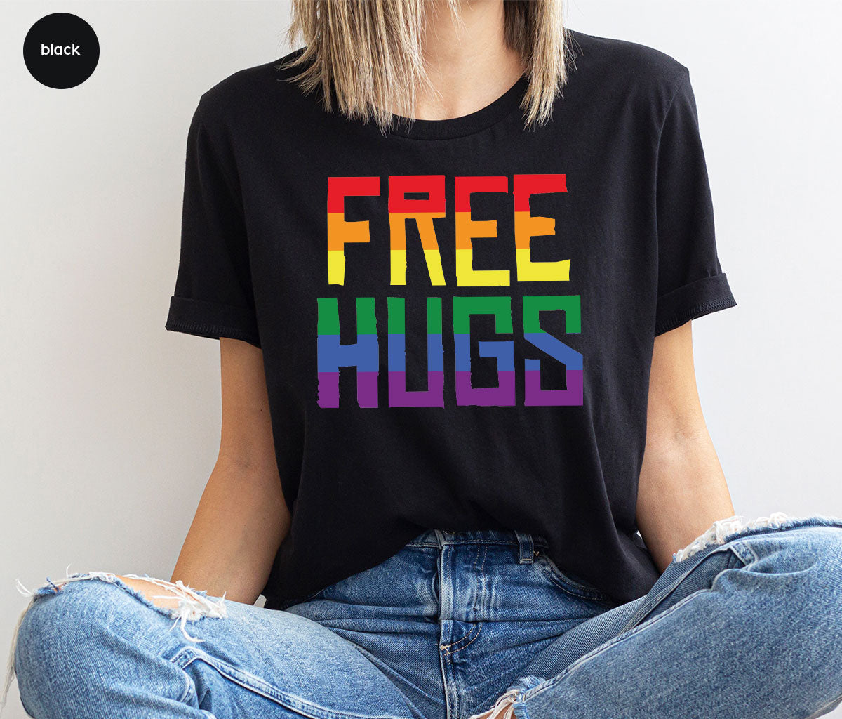 Cute LGBT Shirt, Free Hugs T-Shirt, Lovely Pride T-Shirt for LGBT