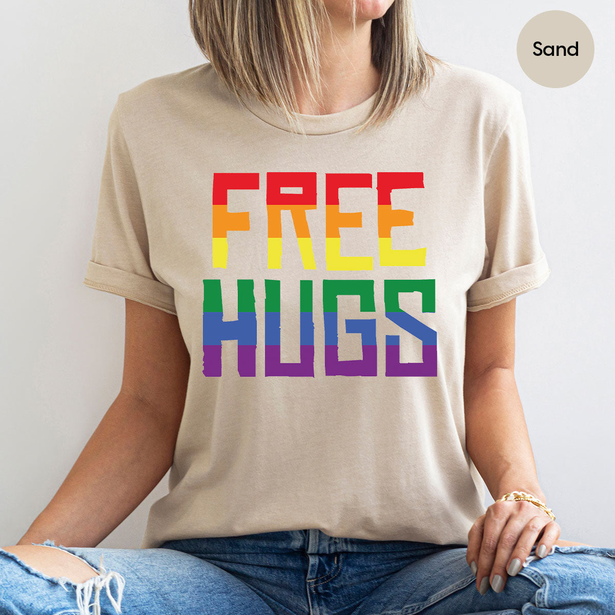 Cute LGBT Shirt, Free Hugs T-Shirt, Lovely Pride T-Shirt for LGBT