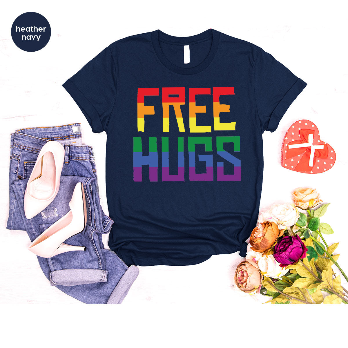 Cute LGBT Shirt, Free Hugs T-Shirt, Lovely Pride T-Shirt for LGBT