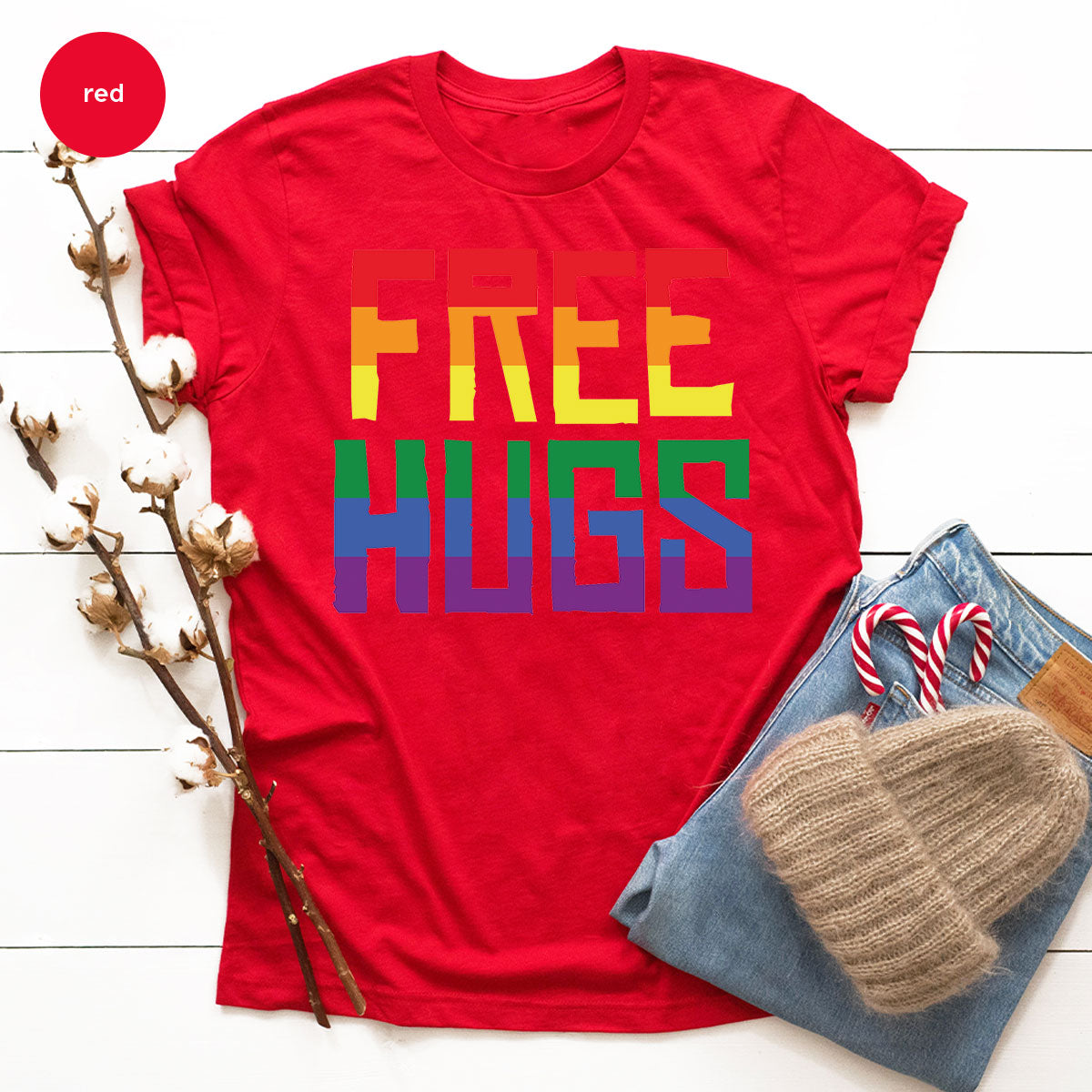 Cute LGBT Shirt, Free Hugs T-Shirt, Lovely Pride T-Shirt for LGBT