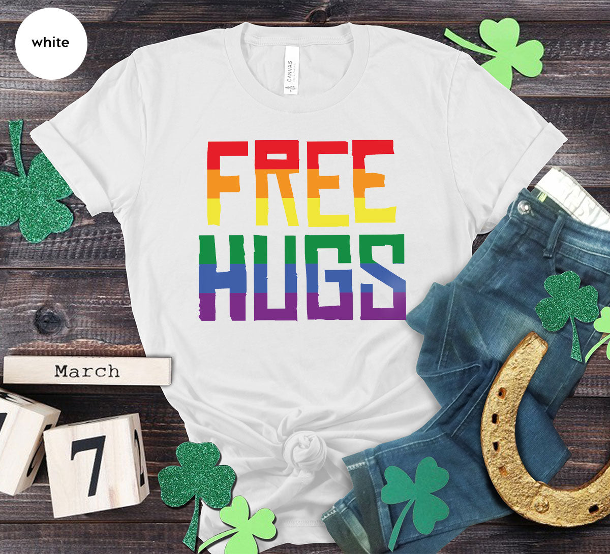 Cute LGBT Shirt, Free Hugs T-Shirt, Lovely Pride T-Shirt for LGBT