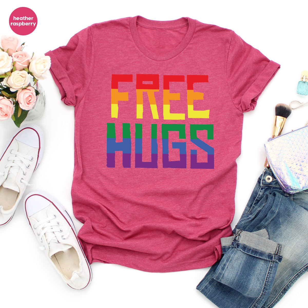 Cute LGBT Shirt, Free Hugs T-Shirt, Lovely Pride T-Shirt for LGBT