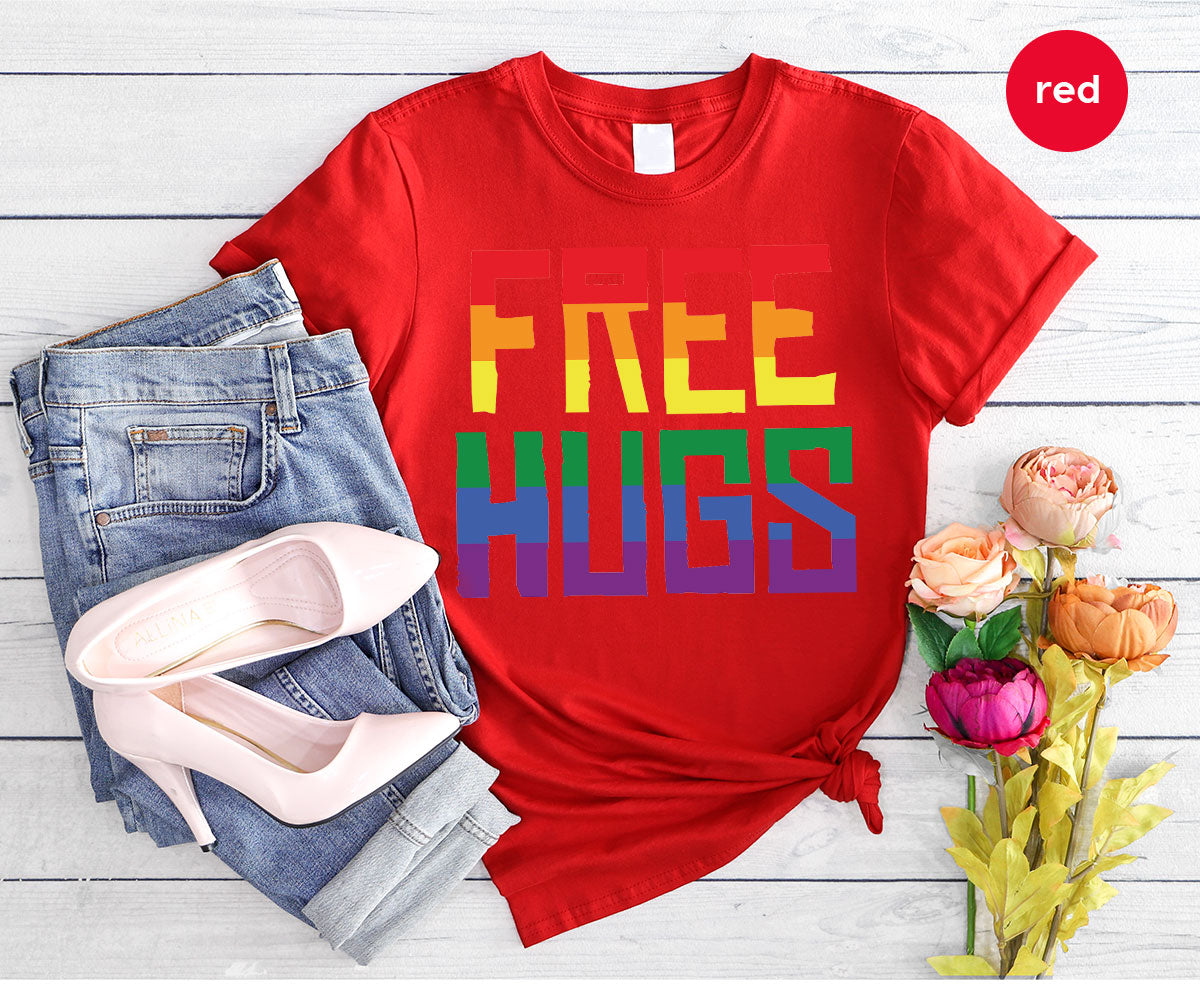 Cute LGBT Shirt, Free Hugs T-Shirt, Lovely Pride T-Shirt for LGBT