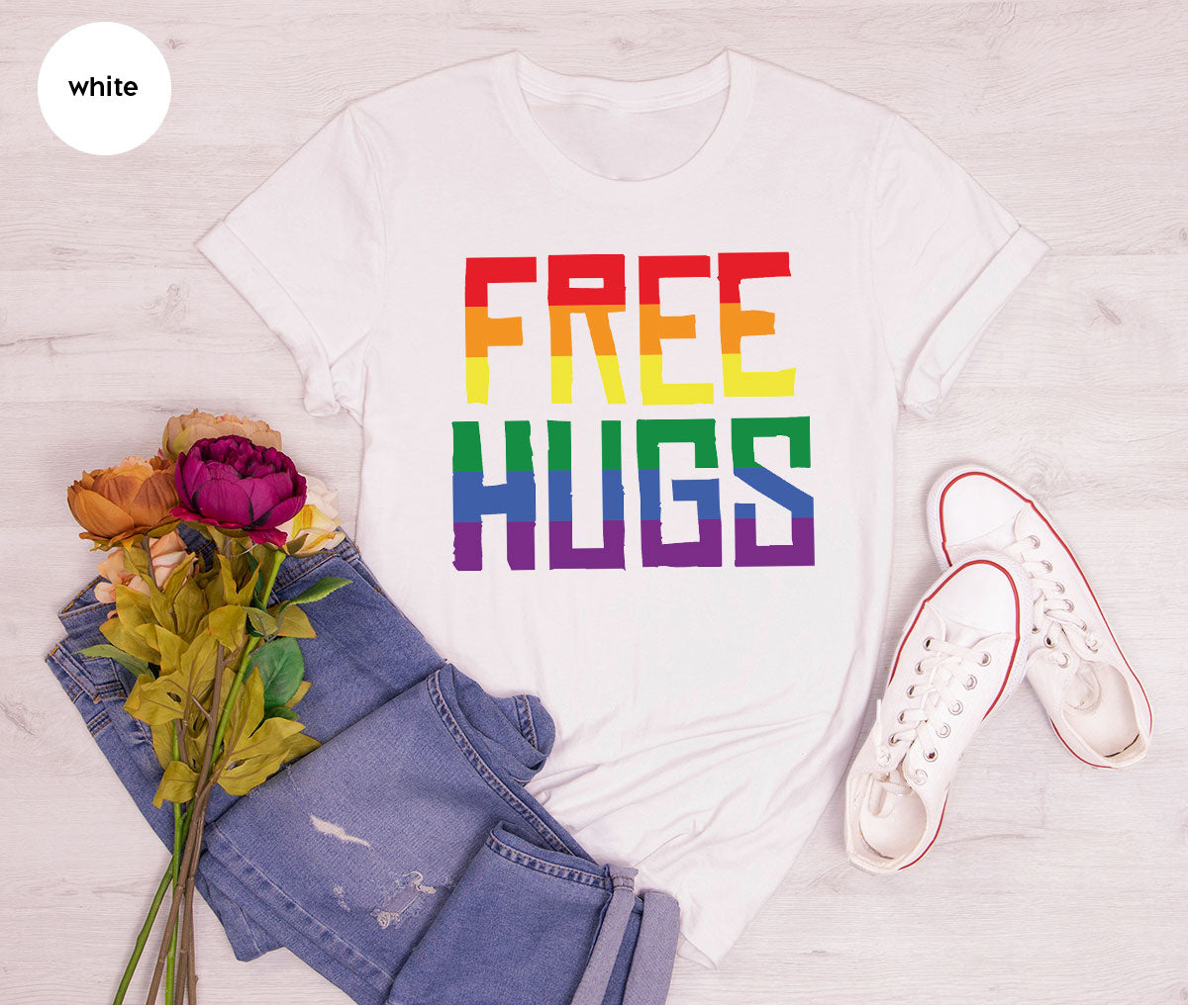 Cute LGBT Shirt, Free Hugs T-Shirt, Lovely Pride T-Shirt for LGBT