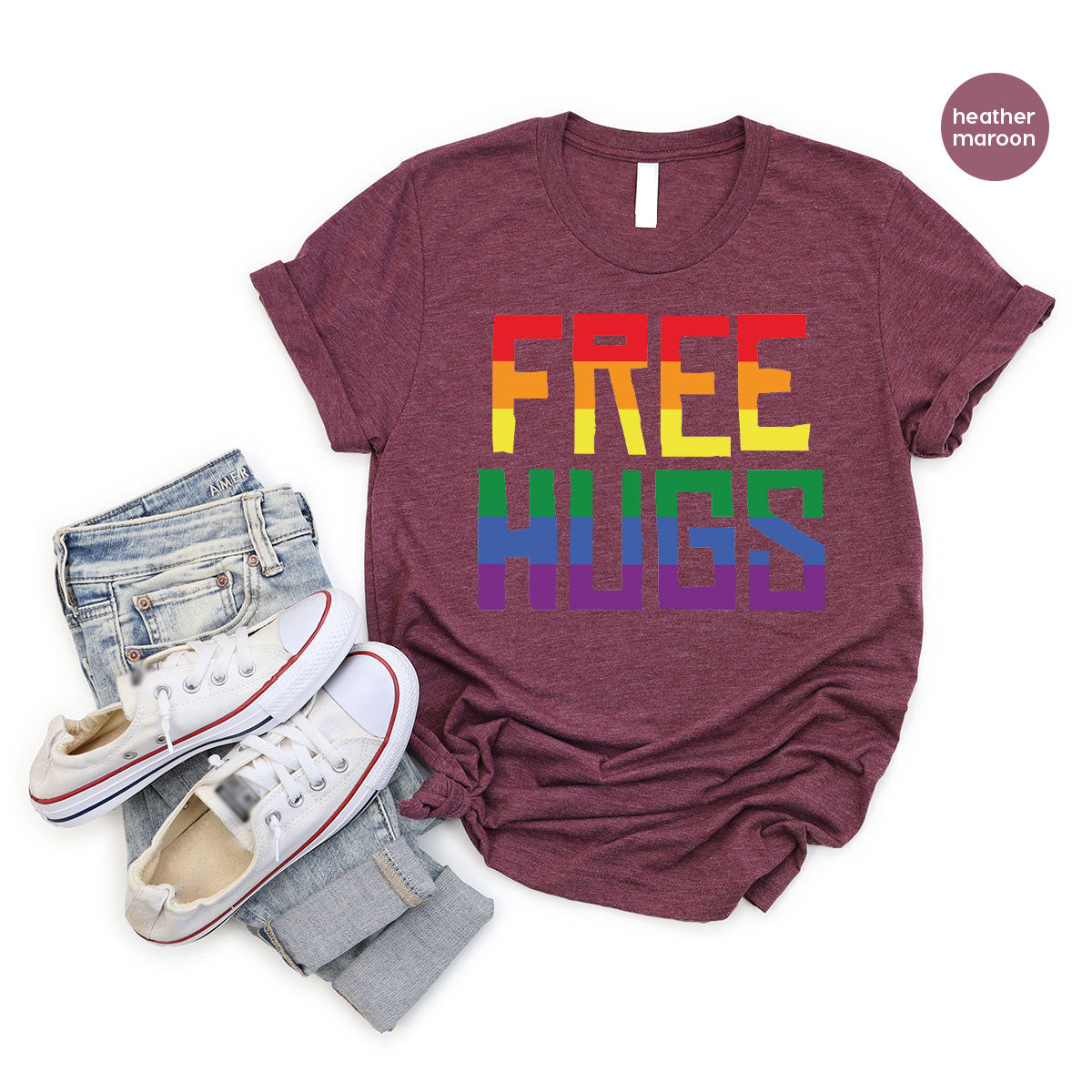 Cute LGBT Shirt, Free Hugs T-Shirt, Lovely Pride T-Shirt for LGBT