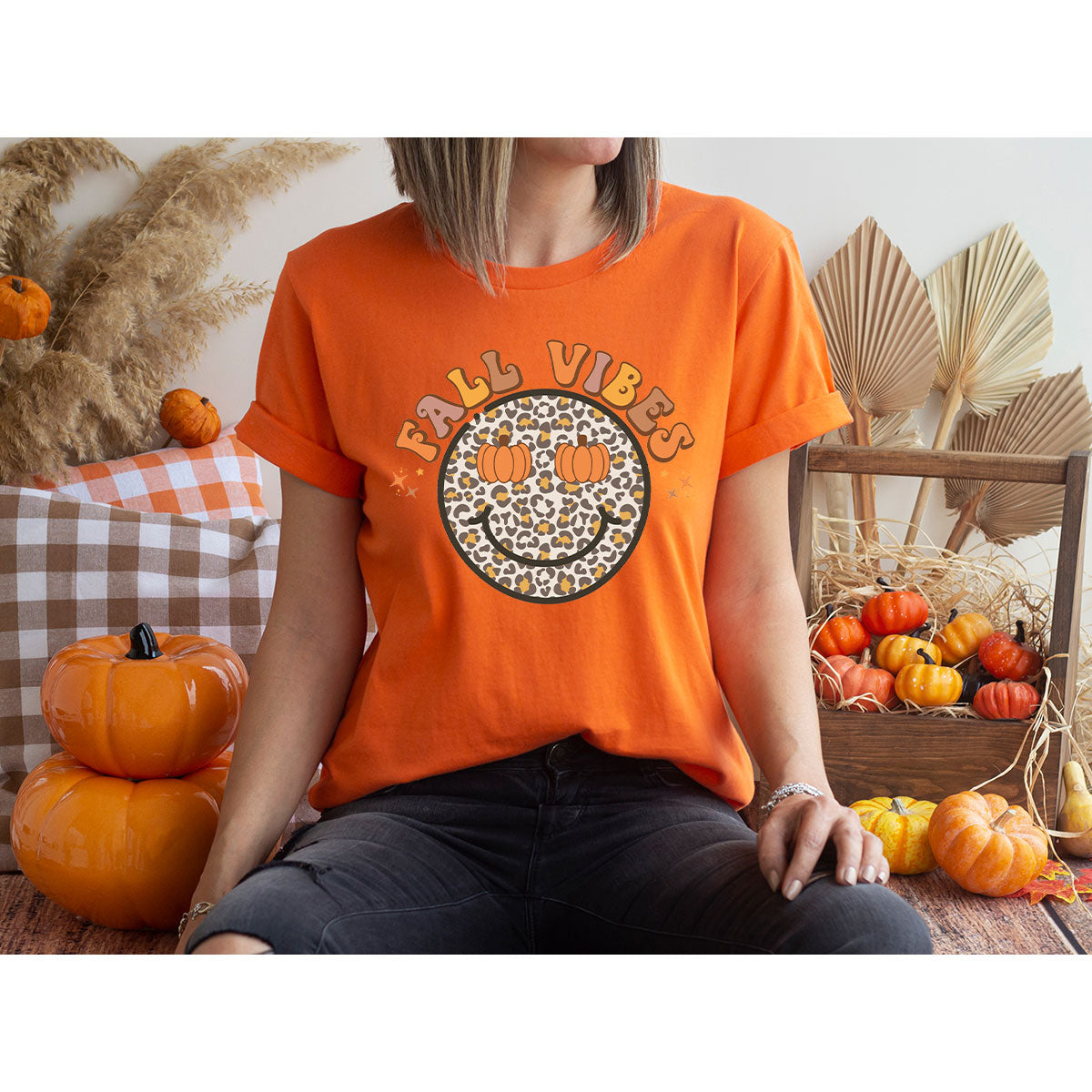 Fall Vibes Smile Shirt, Fall Vibes 2022 T-Shirt, Funny Thanksgiving Tee For 2022