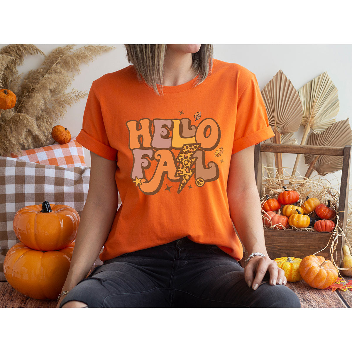 Hello Fall Shirt, Halloween Fall T-Shirt, Halloween 2022 Hoodie, Hello Halloween Long Sleeve Shirt