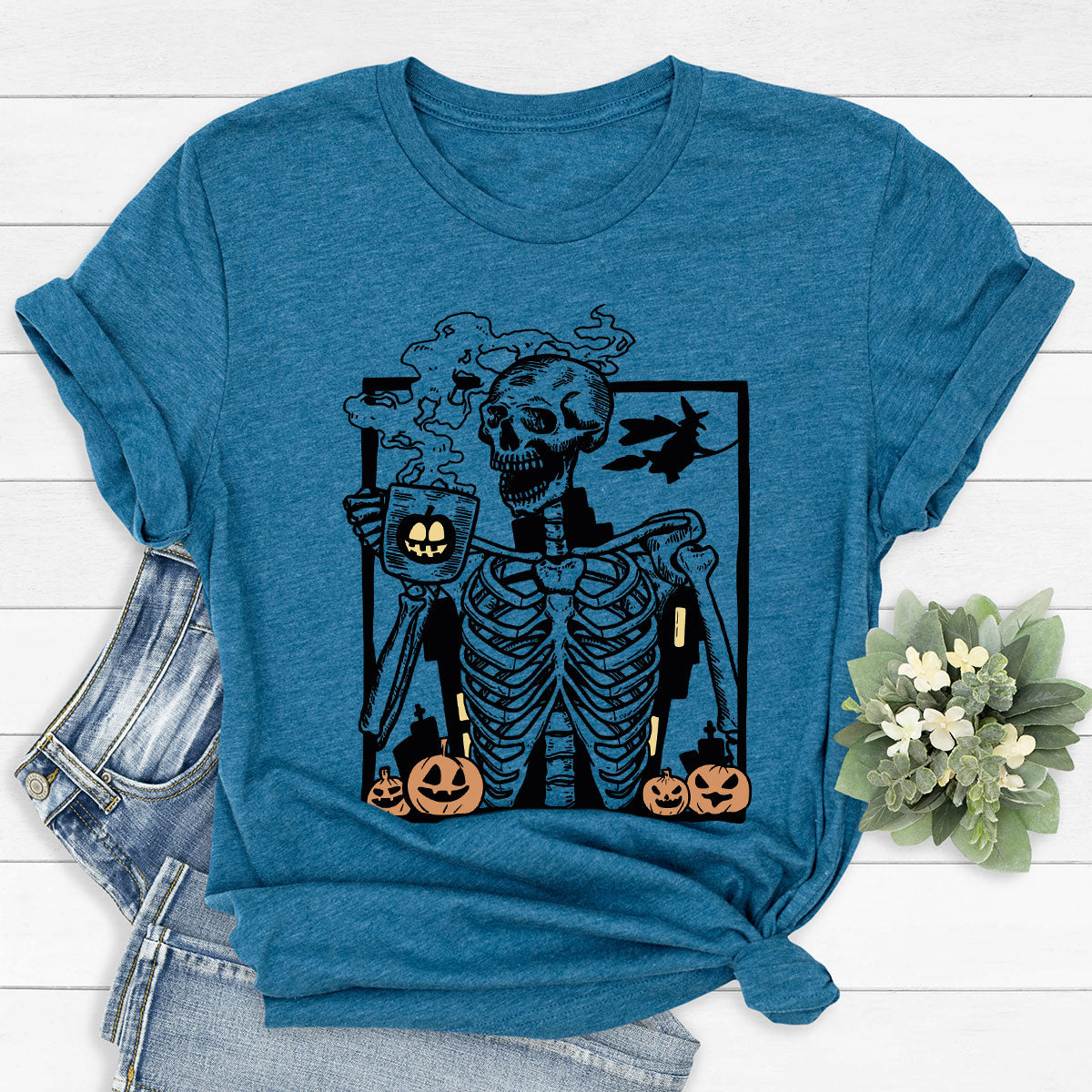 Halloween Skeleton Shirt, Creepy Halloween Tee, Funny Skeleton T-Shirt, Gift for Halloween