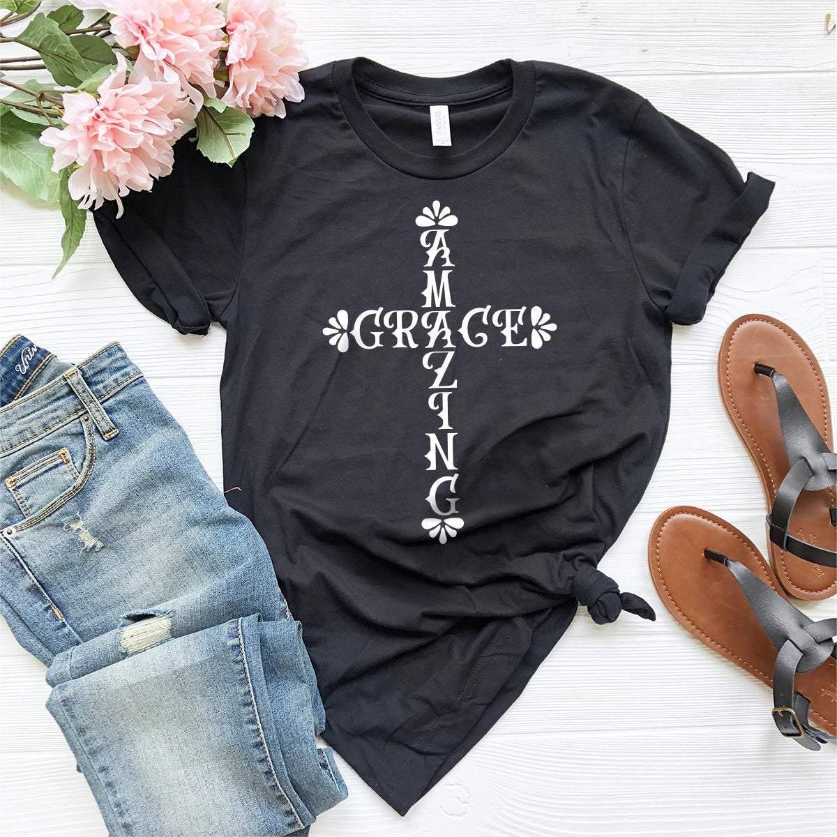 Amazing Grace T-Shirt, Christian Shirt, Grace To Jesus Shirt, Jesus Shirt, Religious Shirt, Faith Cross Shirt, Christian Graphic T-Shirt - Fastdeliverytees.com