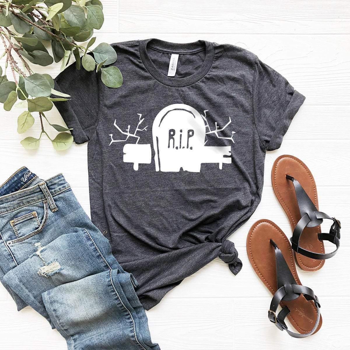 R.I.P Halloween T-Shirt, Funny RIP Halloween Shirt, Scary Halloween Shirt, Halloween Tee, Scary Tombstone Shirt, Scoopy Creepy Tombstone Tee - Fastdeliverytees.com