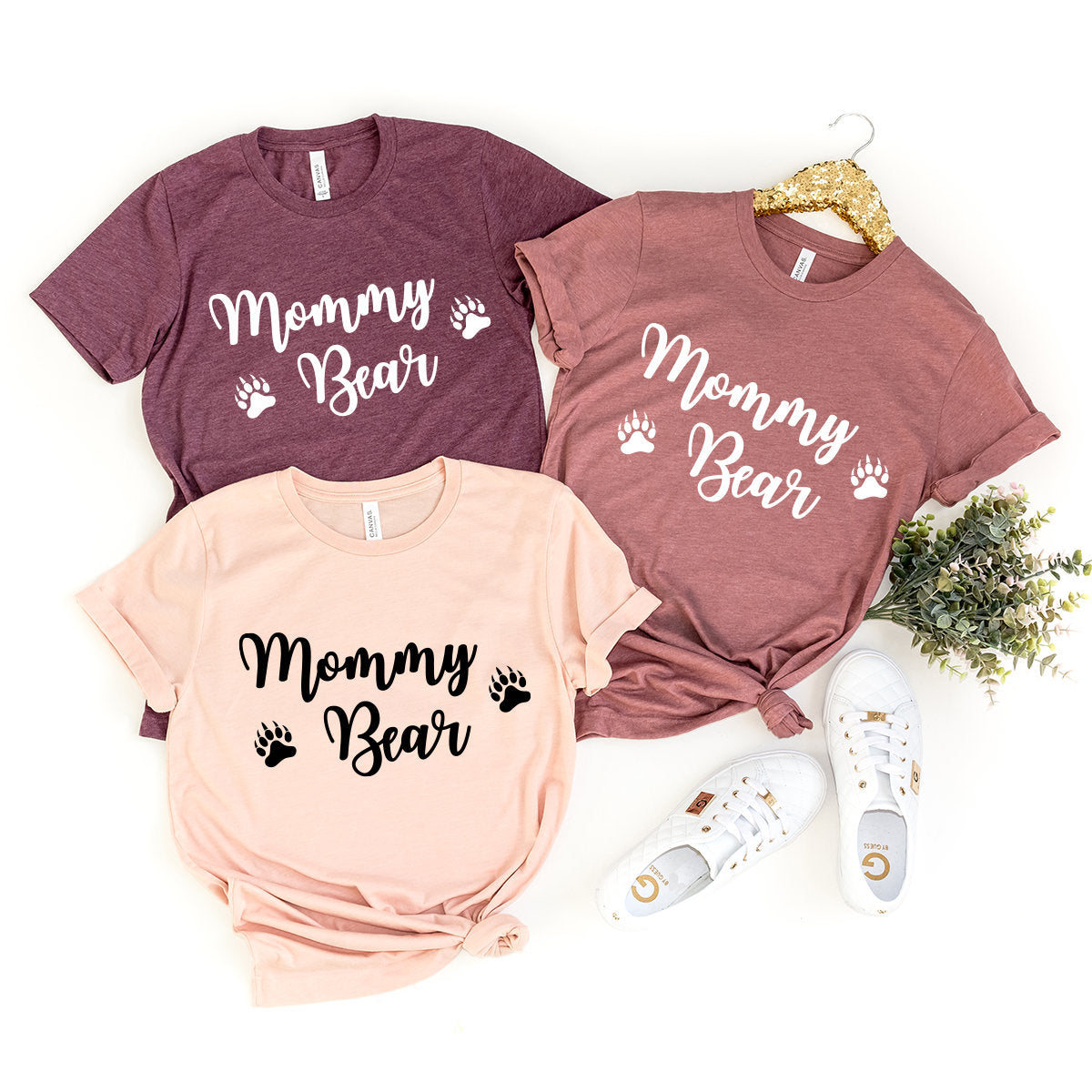 Bear Matching Family Outfits, Funny Mama Bear Four Cubs T-Shirt