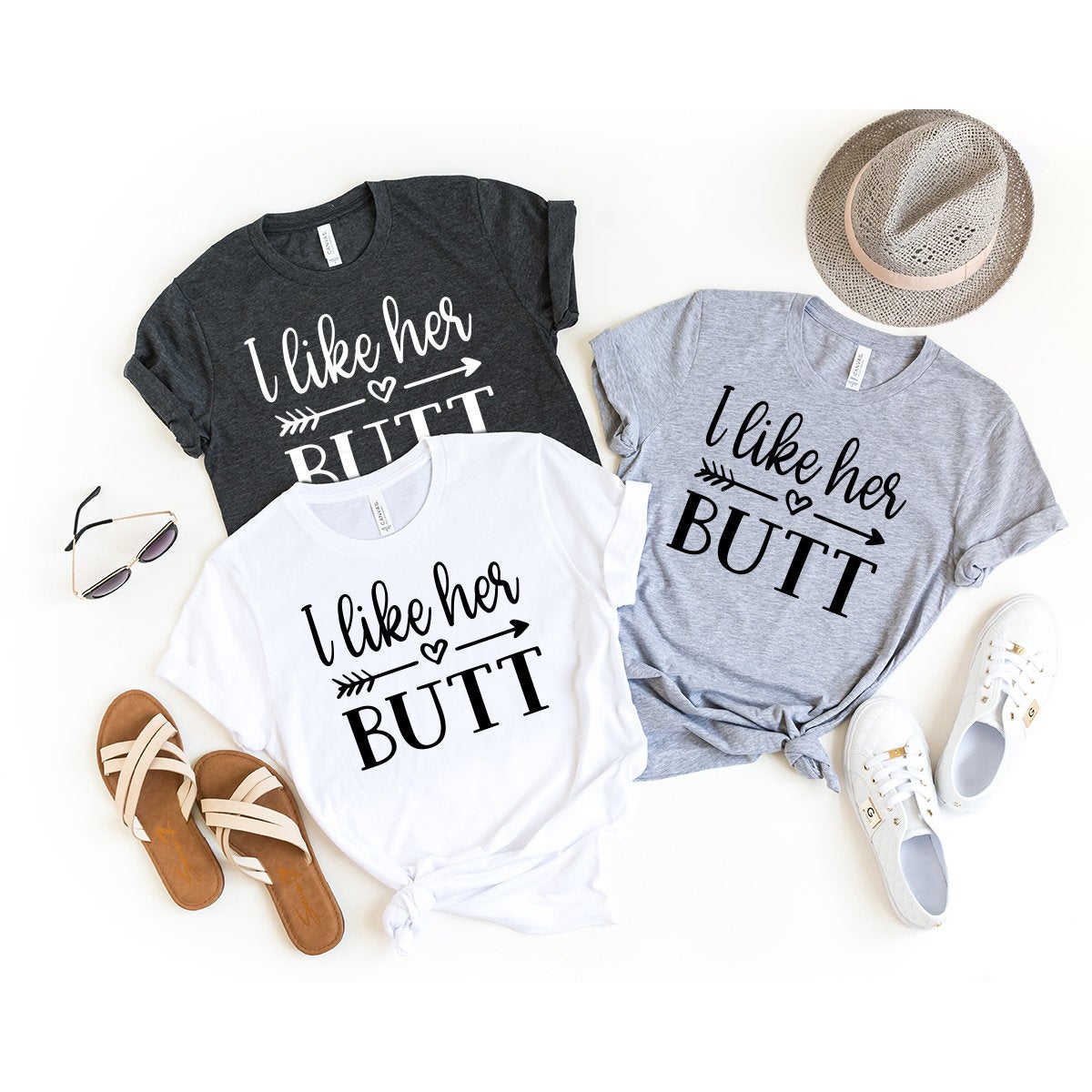 Funny Couple Christmas Shirts, I Like Her Butt, I Like His Beard, Matching Christmas  Couple Shirts, Christmas Couple Gifts, Christmas Gifts 