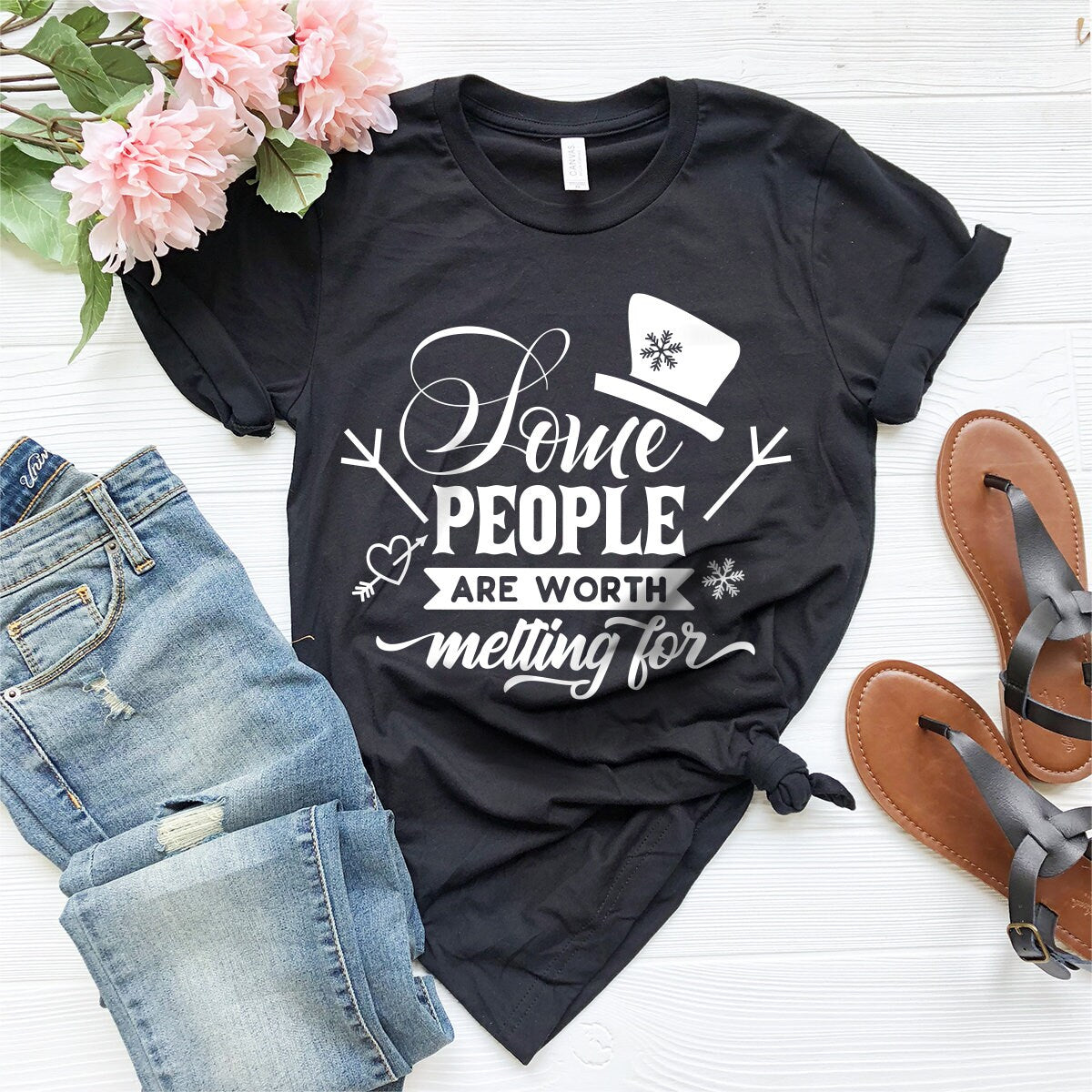 Some People Are Worth Melting For shirt, Sarcastic Christmas Tshirt, Funny Party Shirt, Chrtismas Graphic Shirt, Cute Winter Shirt - Fastdeliverytees.com