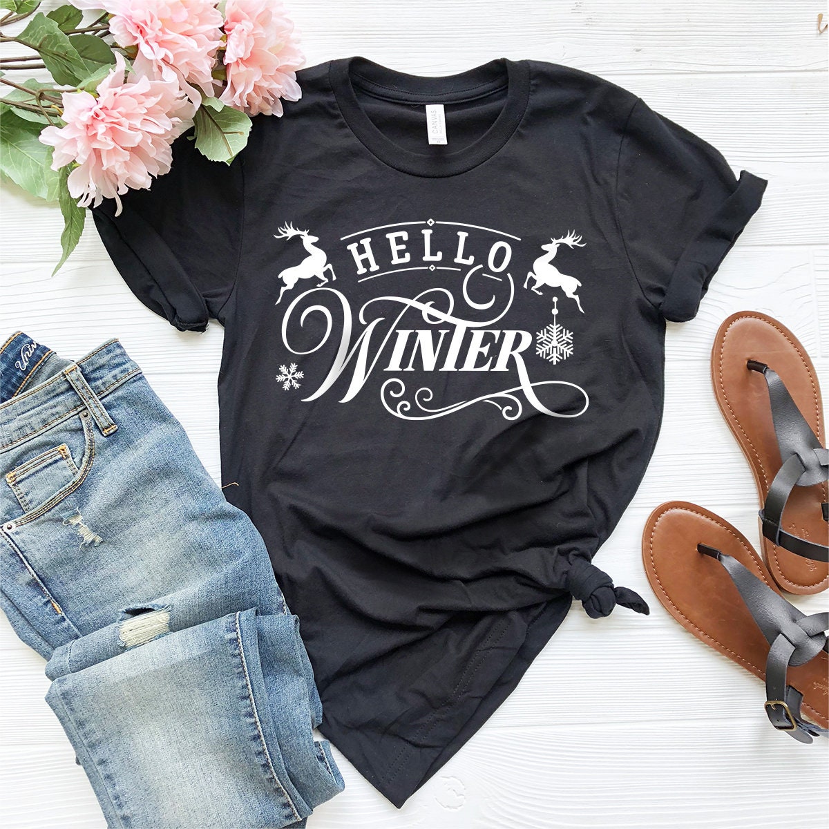 Hello Winter T-Shirt, Winter Love Shirt, Christmas Shirt, Winter Time Shirt, Snow Lover Shirt, Winter Reindeer Shirt, Snowflake ShirtMy - Fastdeliverytees.com