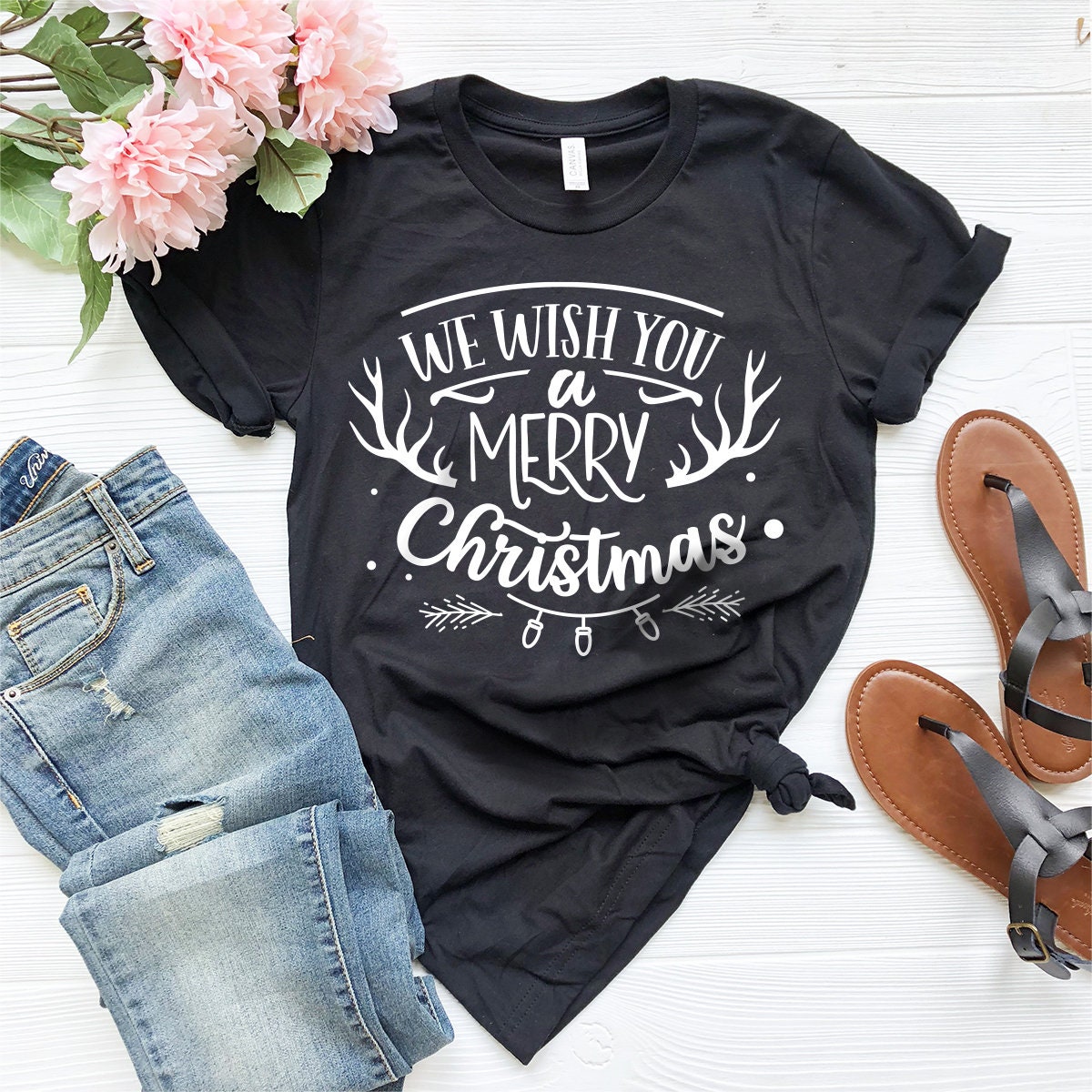 We Wish You A Merry Christmas T-Shirt, Merry Christmas Tshirt, Christmas Party Tee, Christmas Graphic Tee, Christmas Family Shirts - Fastdeliverytees.com