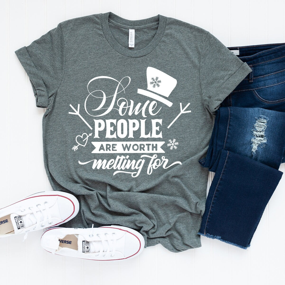 Some People Are Worth Melting For shirt, Sarcastic Christmas Tshirt, Funny Party Shirt, Chrtismas Graphic Shirt, Cute Winter Shirt - Fastdeliverytees.com