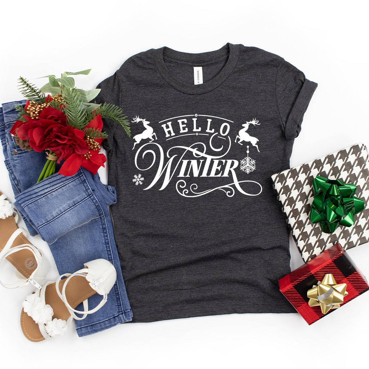 Hello Winter T-Shirt, Winter Love Shirt, Christmas Shirt, Winter Time Shirt, Snow Lover Shirt, Winter Reindeer Shirt, Snowflake ShirtMy - Fastdeliverytees.com