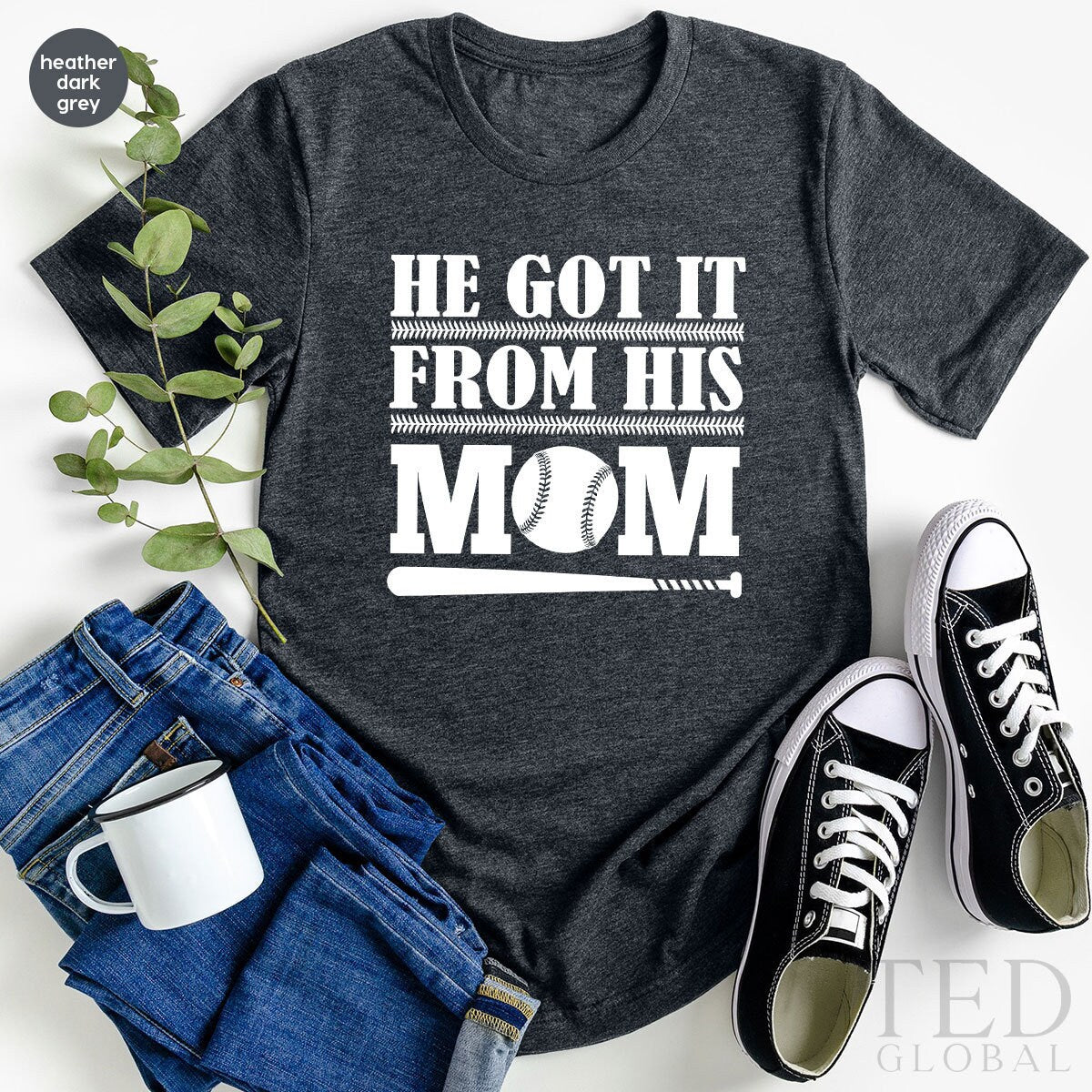 Funny Baseball Shirt, Baseball Boy TShirt, Softball Boys Shirt, He Got It From His Mom, Cheer Mama Shirt, Baseball Mom T Shirt, Sports Mom - Fastdeliverytees.com