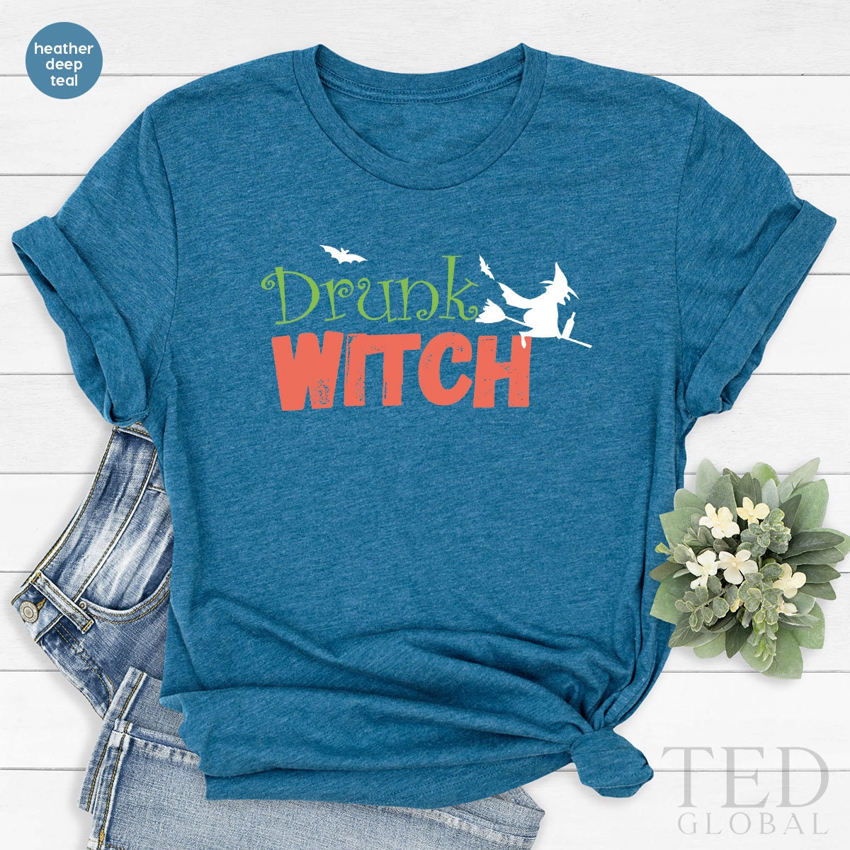 Drunk Witch Shirt, Halloween Vibes T Shirt, Cute Halloween T Shirt, Halloween Shirts, Witch Broom Tee, Halloween T-Shirt, Gift For Her - Fastdeliverytees.com